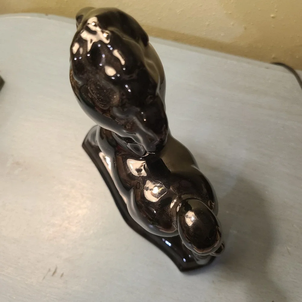 Vtg Black MCM Mid Century Modern Ceramic Pony Glossy Glaze Rempel Horse Figurine